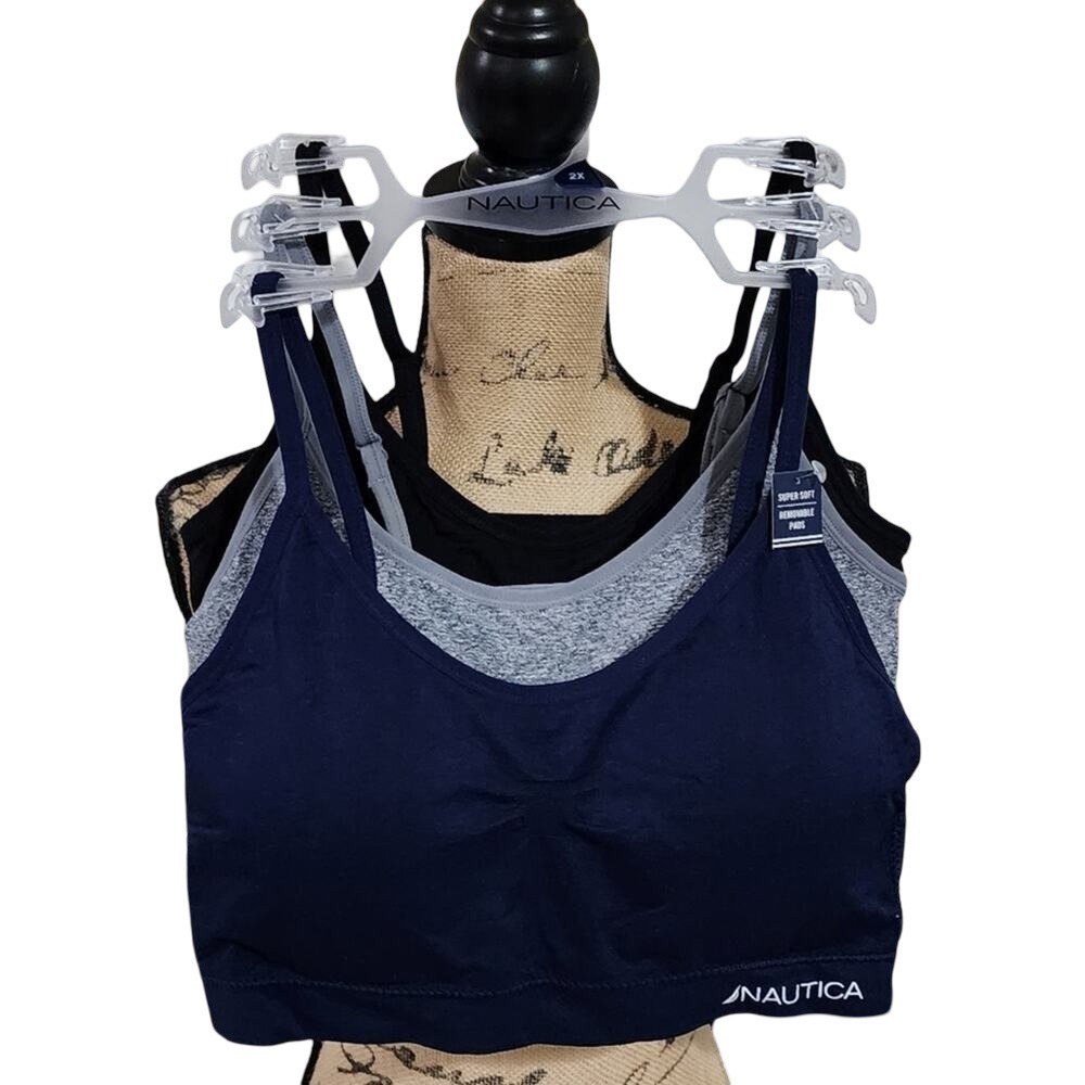 Nautica 3pk active athletic workout lounge bras bralettes plus size‎ 2X new!!